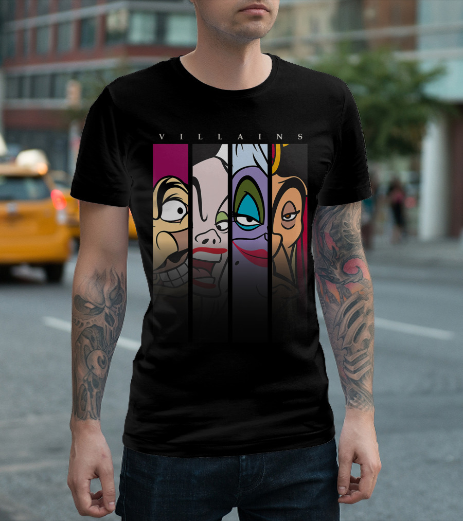 Disney Villains We All Mad Iconic Faces T-Shirt