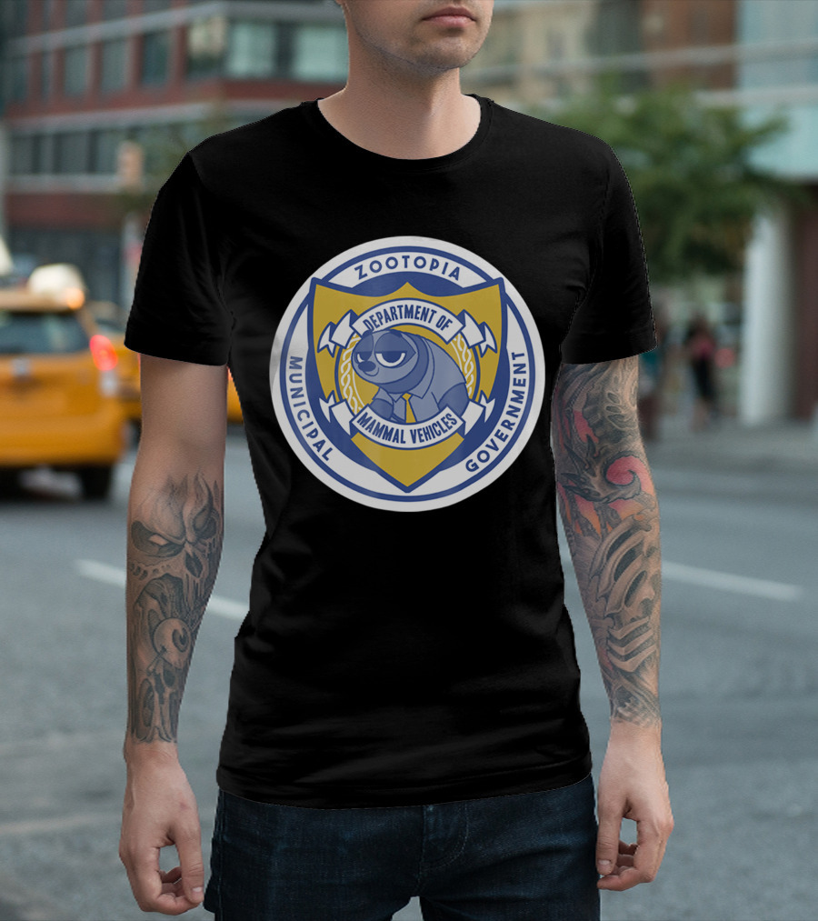 Zootopia Municipal Government Sloth Department Of Mammal Vehicles Badge T-Shirt