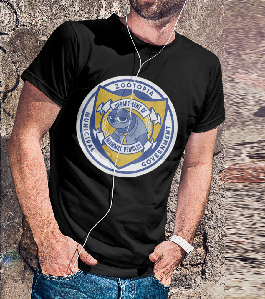 Zootopia Municipal Government Sloth Department Of Mammal Vehicles Badge T-Shirt