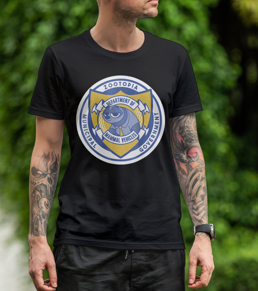 Zootopia Municipal Government Sloth Department Of Mammal Vehicles Badge T-Shirt