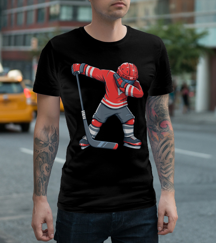 Funny Boy Kid Ice Hockey Dabbing Player T-Shirt