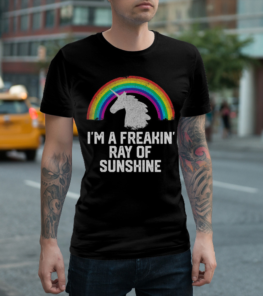 I'm A Freakin Ray Of Sunshine Rainbow Unicorn Girls T-Shirt