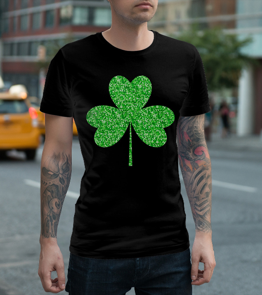 Shamrock Glitter Irish Green Clover T-Shirt