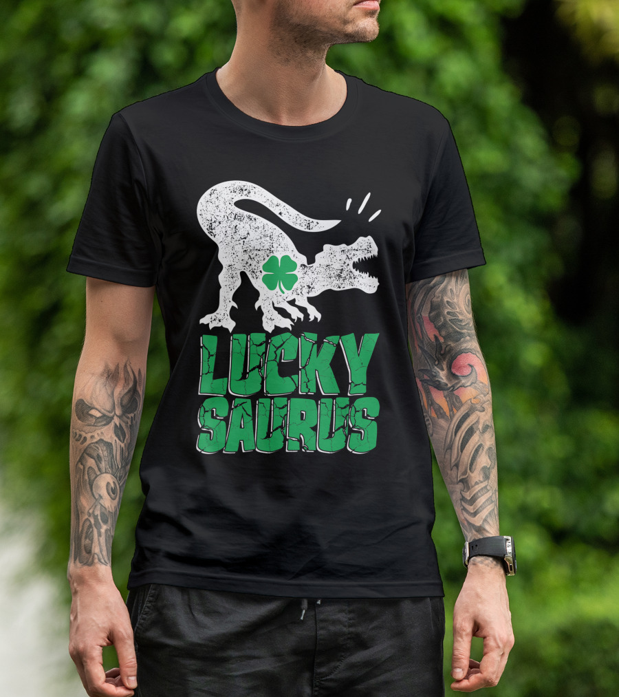 Luckysaurus Shamrock Dinosaur T-Shirt