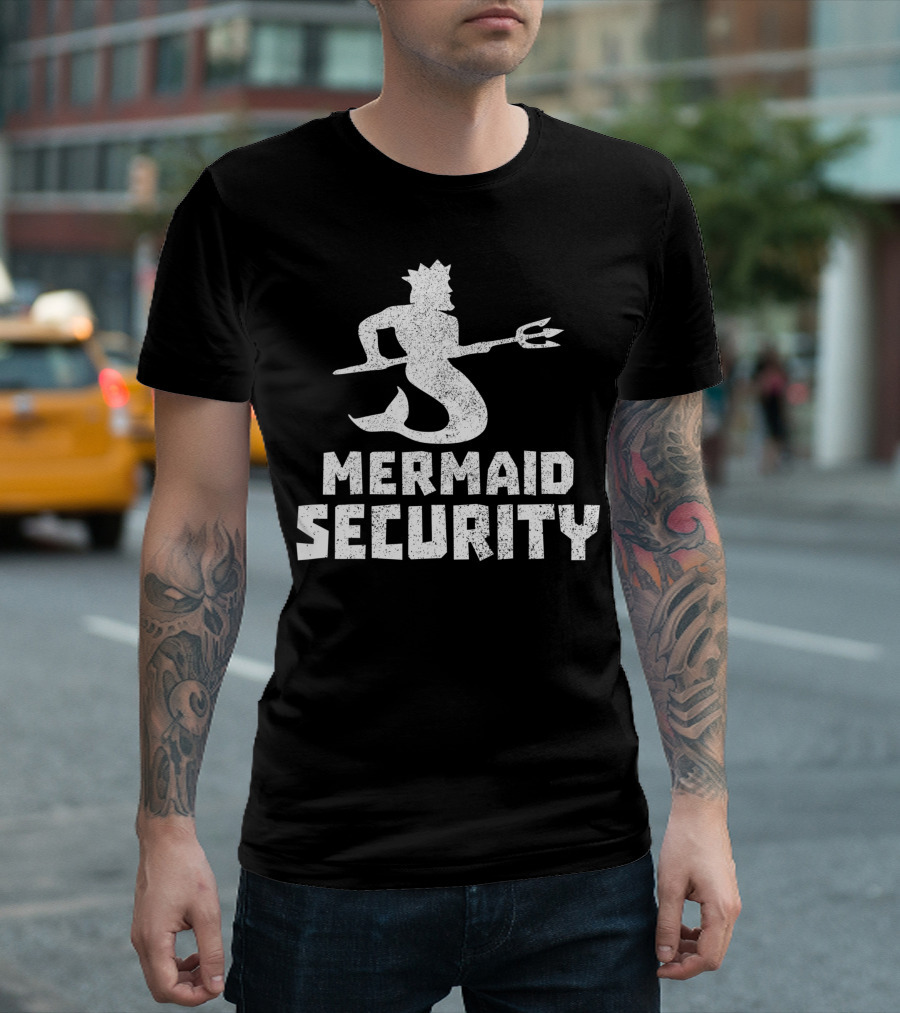 Mermaid Security Birthday Party Funny Ocean Shell T-Shirt