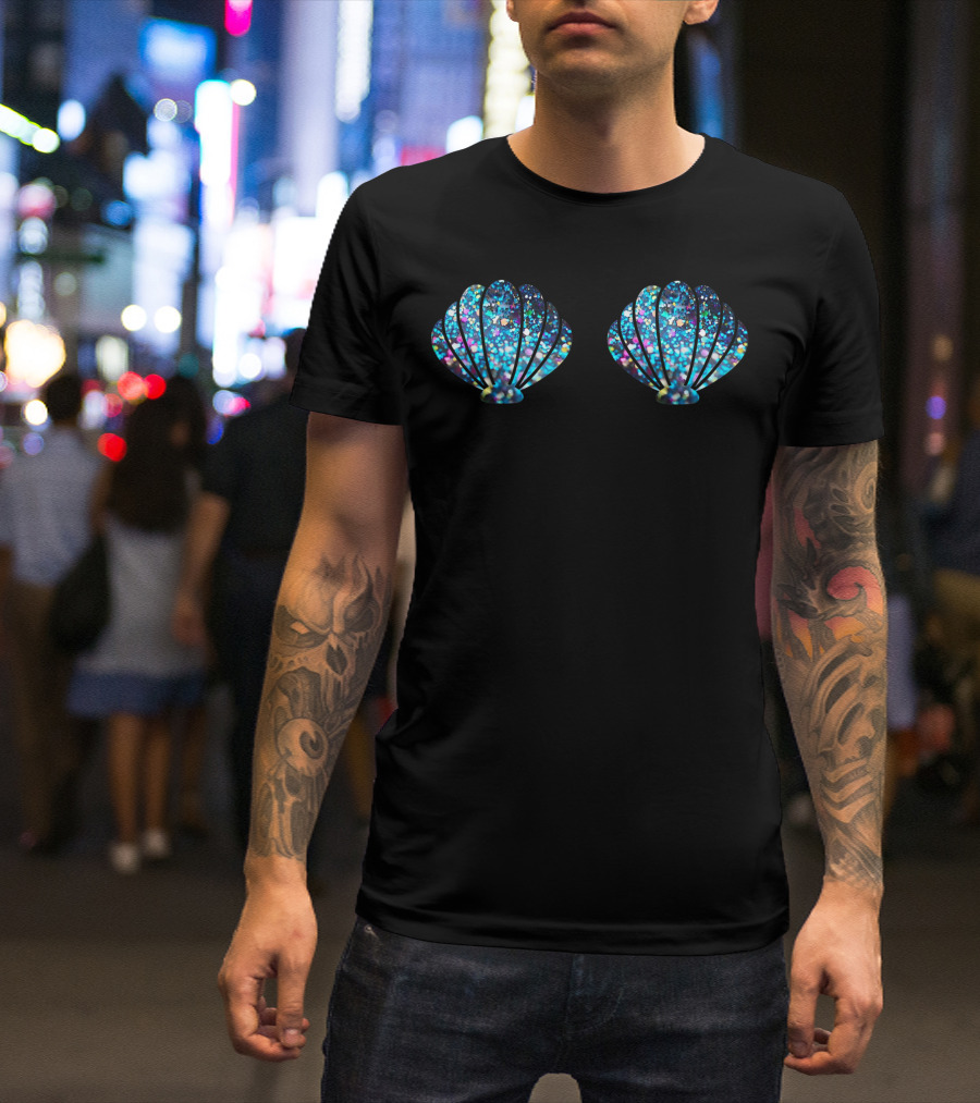 Mermaid Shell Glitter Top Festival Birthday Party T-Shirt