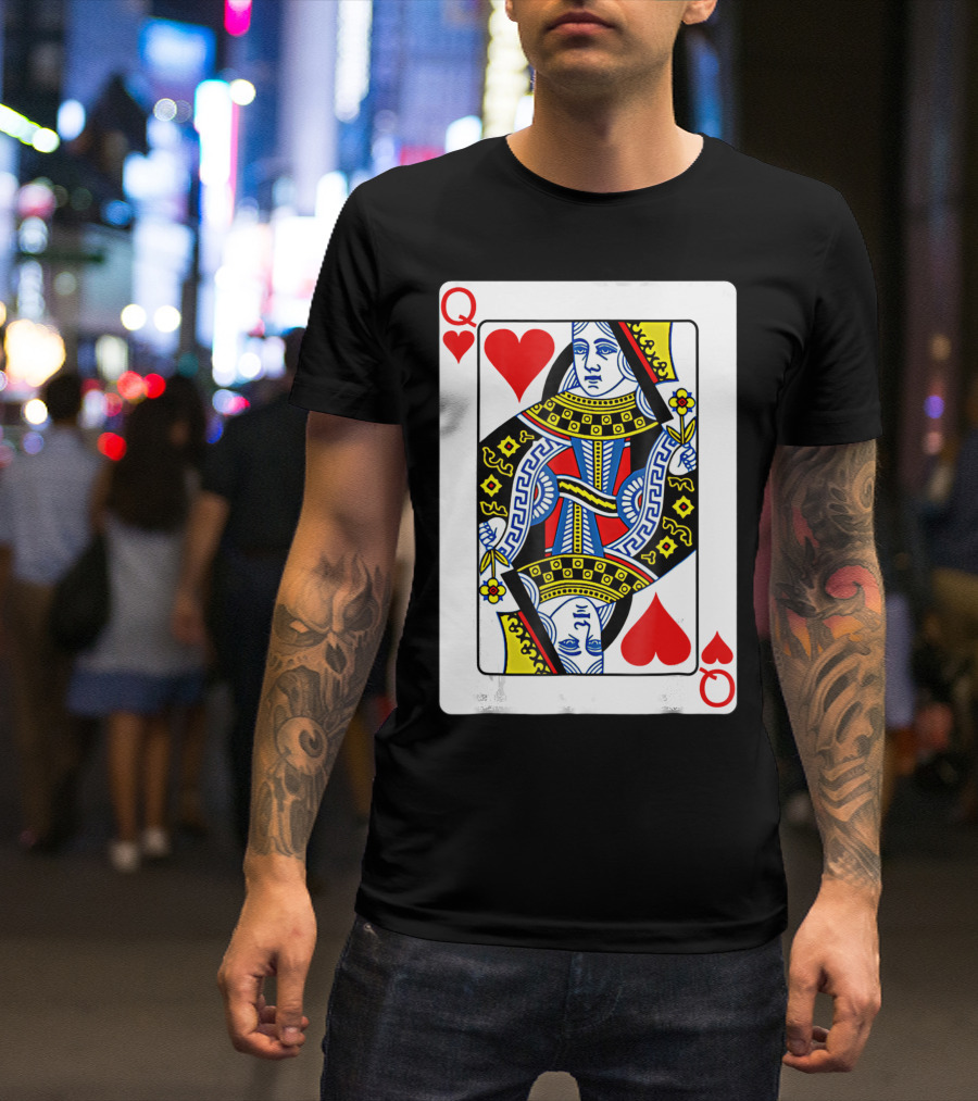 Queen Of Hearts Playing Card Valentines Day T-Shirt