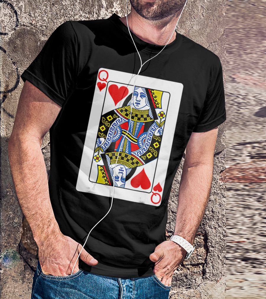 Queen Of Hearts Playing Card Valentines Day T-Shirt