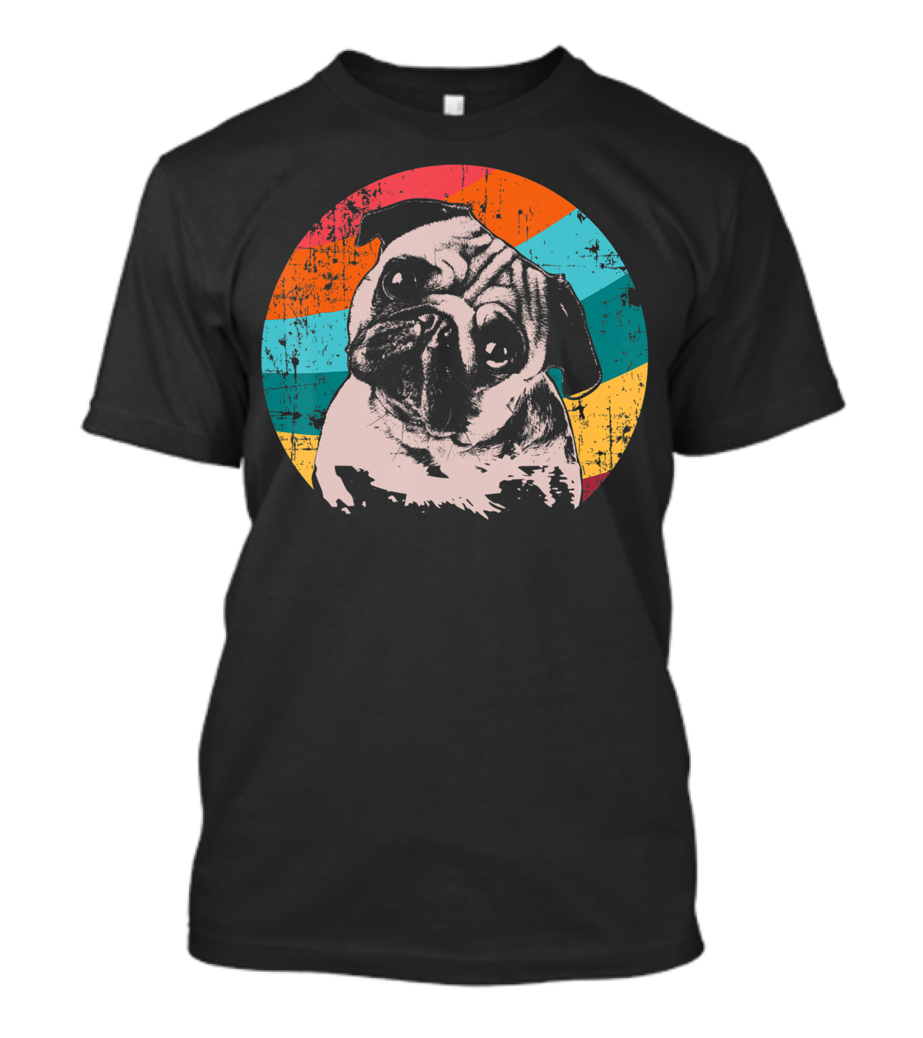 Pug Vintage Retro Rainbow Circle T-Shirt