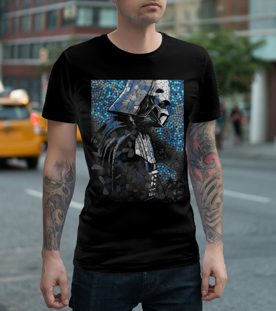Star Wars Darth Vader Mosaic Pattern Blue Circles T-Shirt