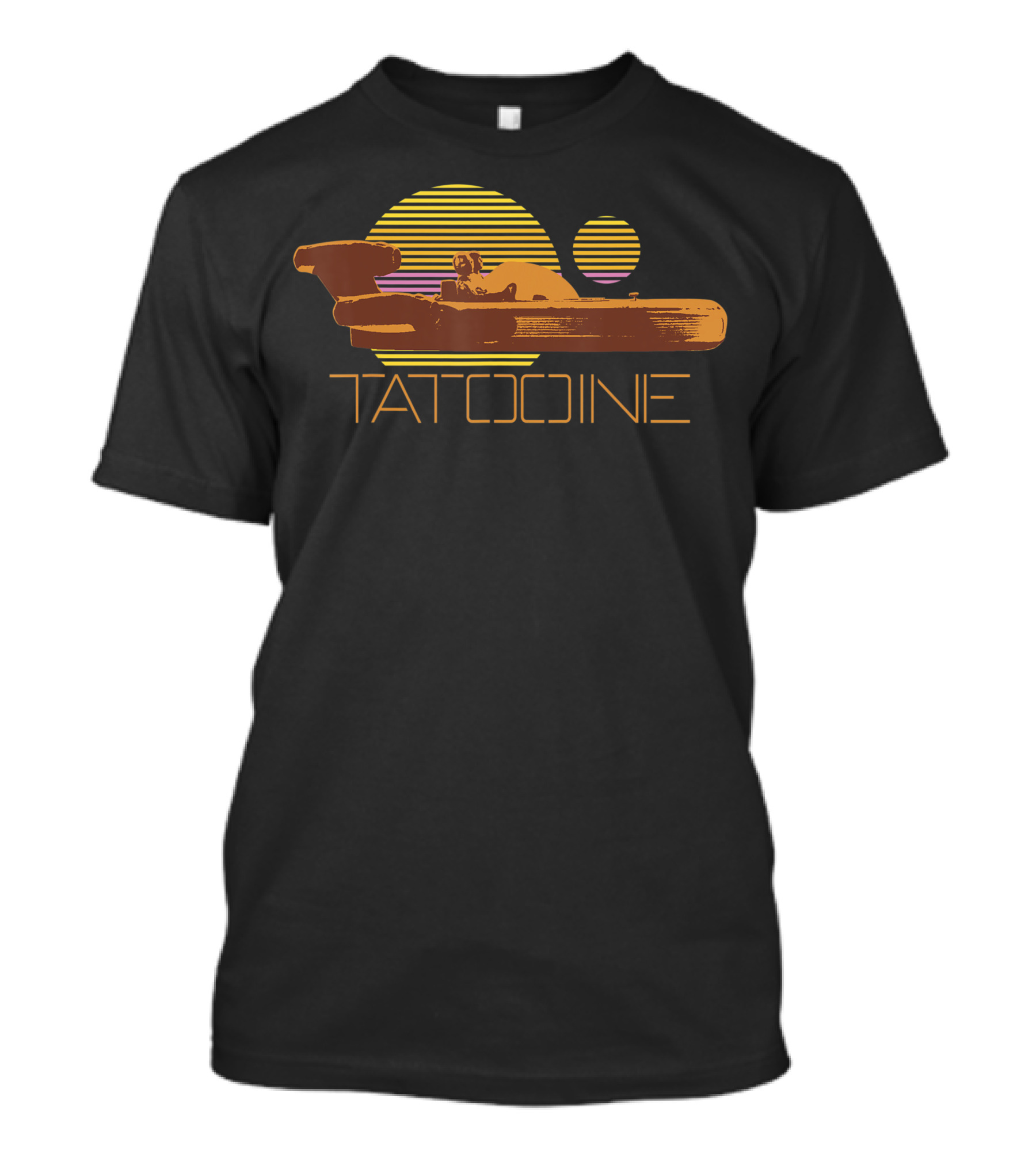 Star Wars Tatooine Landspeeder Retro Sun Stripes T-Shirt