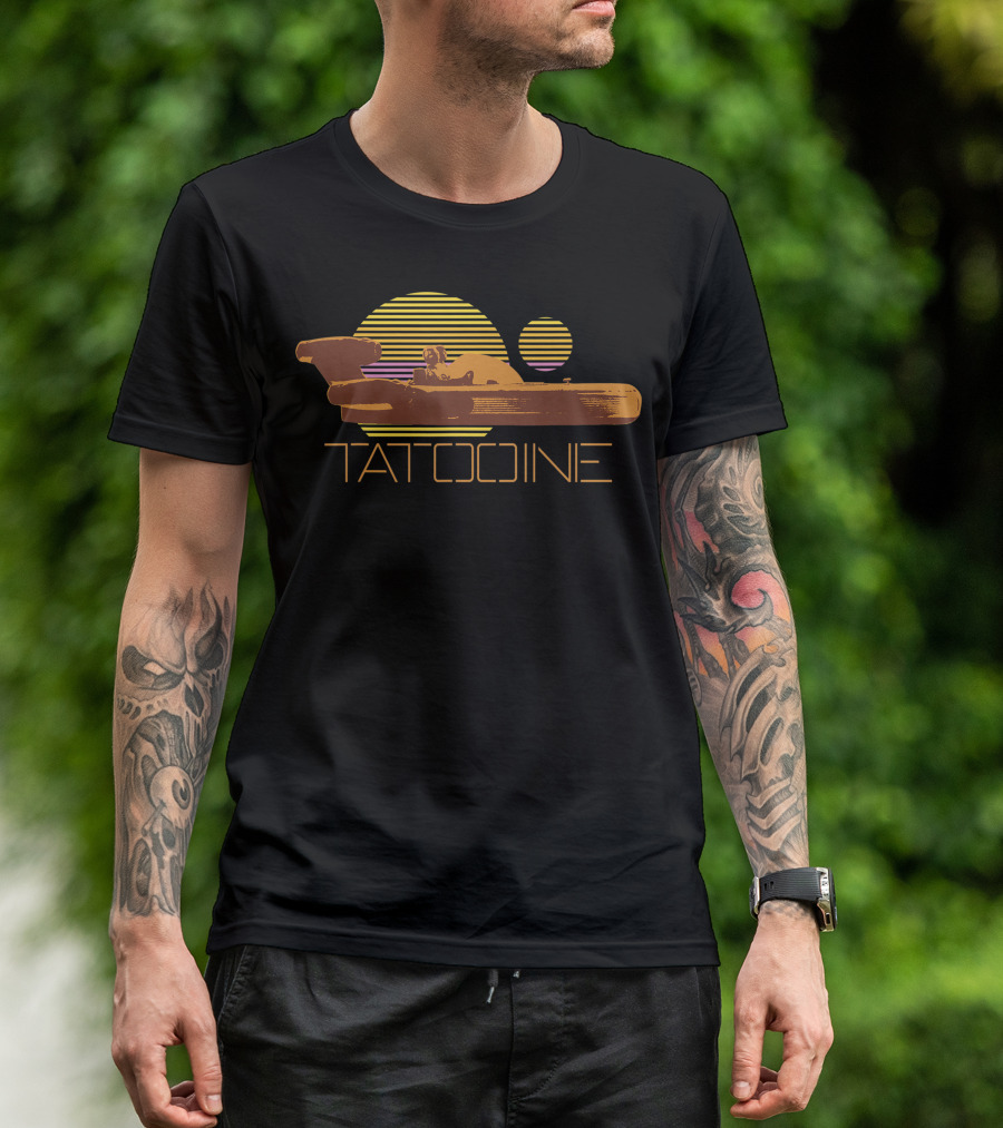 Star Wars Tatooine Landspeeder Retro Sun Stripes T-Shirt