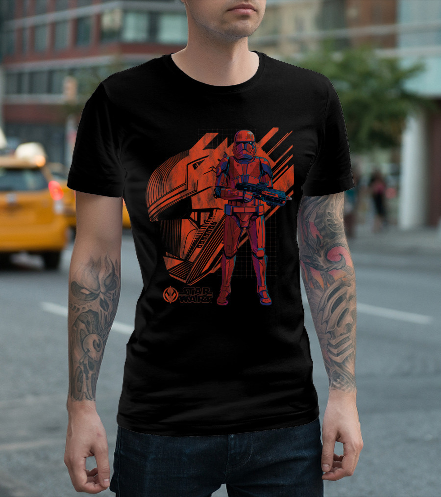 Star Wars The Rise Of Skywalker Red Trooper With Helmet And Blaster T-Shirt