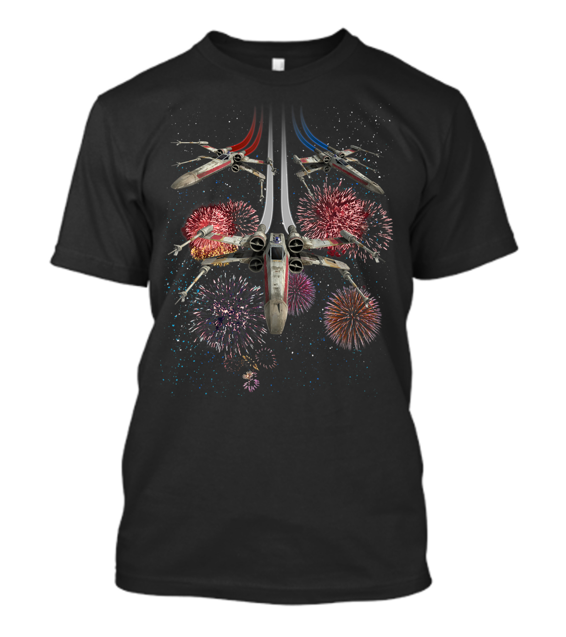 Star Wars X Wing Fireworks Celebration For 4th Of July Party T-Shirt