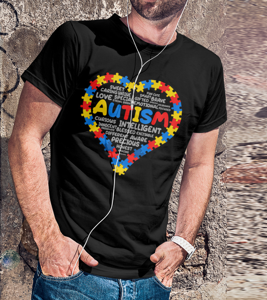 Autism Heart Puzzle Autism Awareness Love Special Intelligent Unique T-Shirt