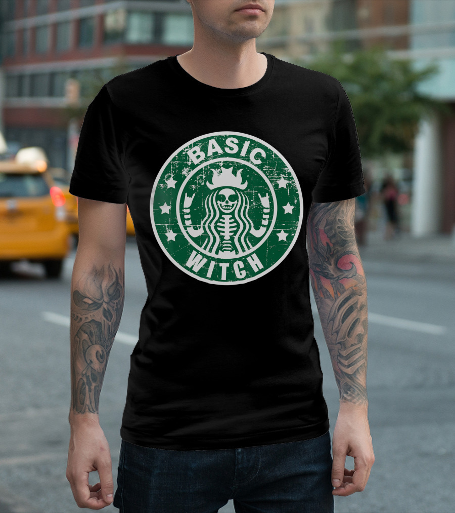 Basic Witch Skull Mermaid Circle Stars T-Shirt
