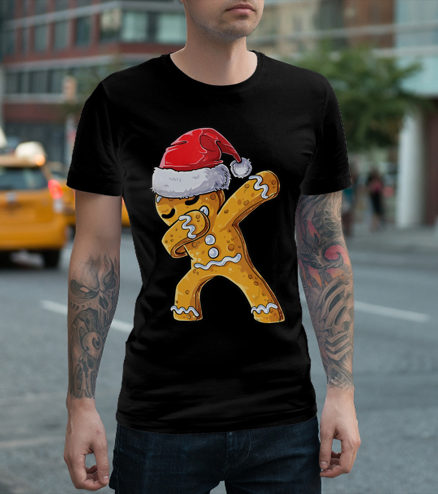 Dabbing Gingerbread Santa Christmas Boys Kids Xmas Cookie T-Shirt