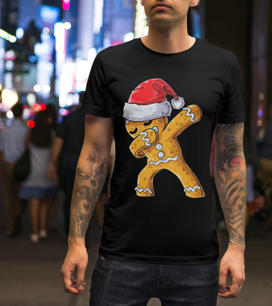 Dabbing Gingerbread Santa Christmas Boys Kids Xmas Cookie T-Shirt