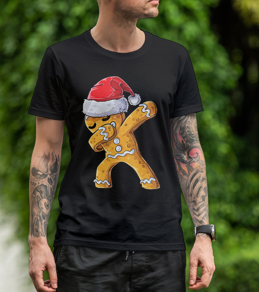 Dabbing Gingerbread Santa Christmas Boys Kids Xmas Cookie T-Shirt