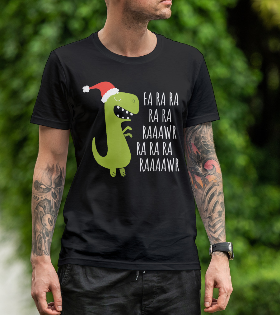 Dinosaur Fa Ra Ra Ra RAWR Christmas Rex Santa Hat T-Shirt