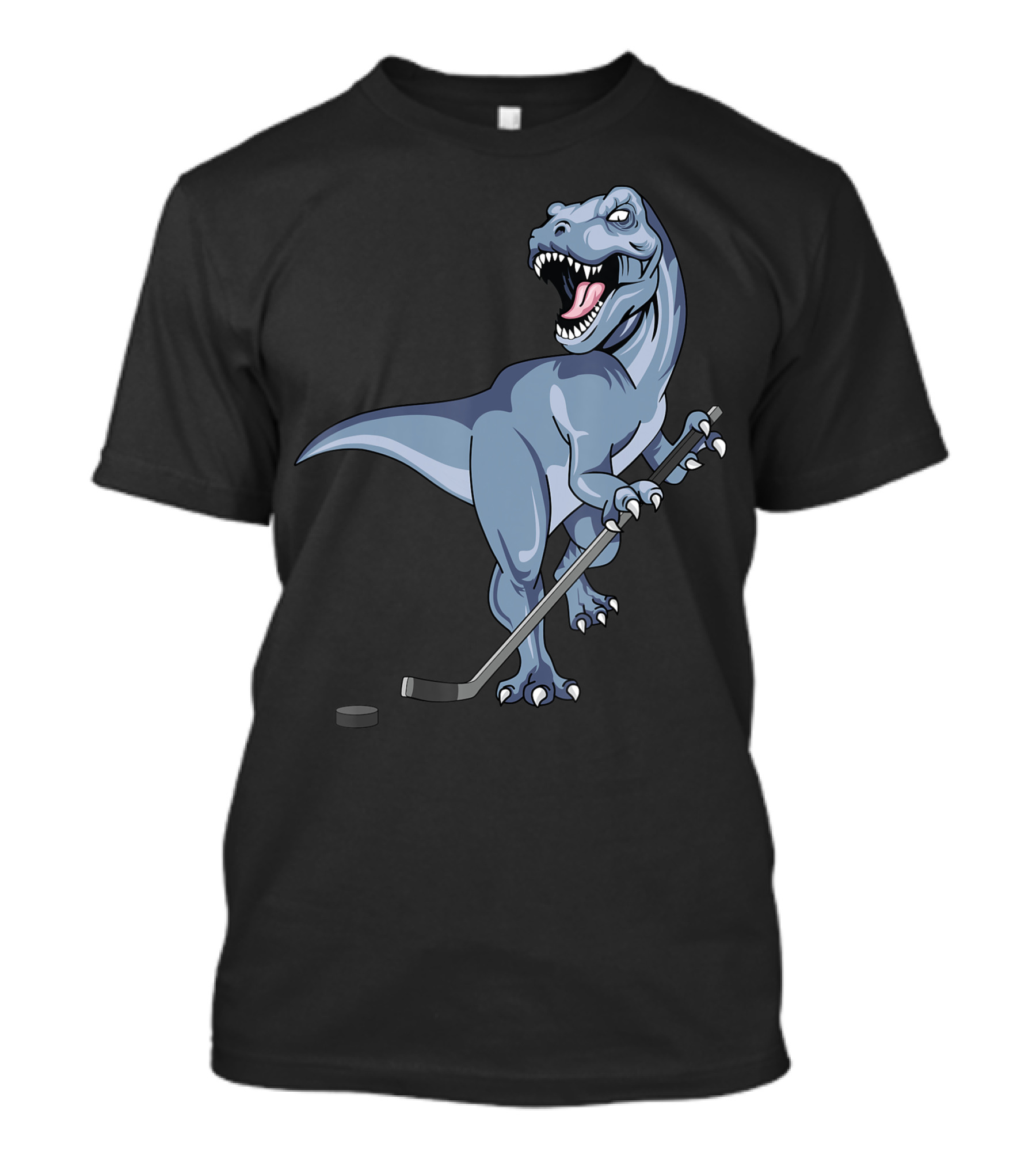 Dinosaur Trex Playing Hockey With Stick And Puck Halloween Ice Player T-Shirt
