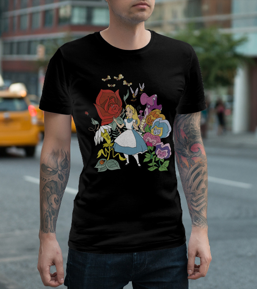 Disney Alice In Wonderland Wonderland Garden With Alice And Flowers T-Shirt