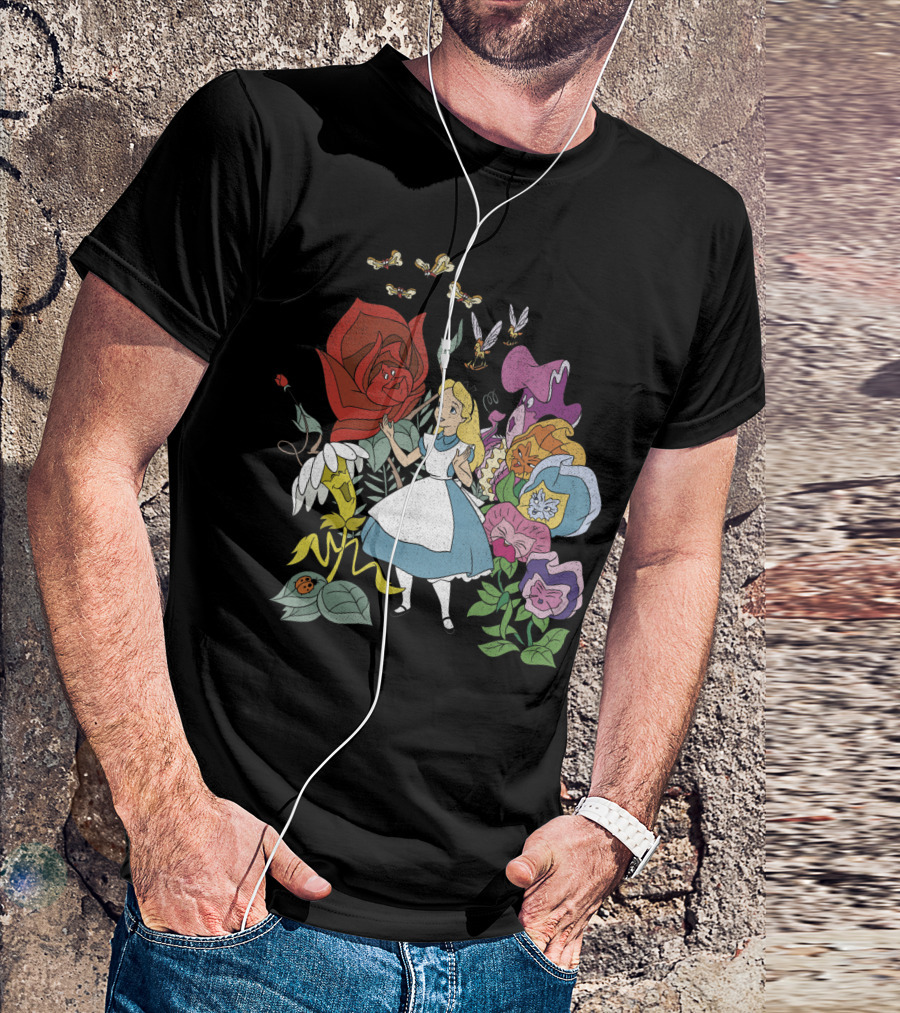 Disney Alice In Wonderland Wonderland Garden With Alice And Flowers T-Shirt