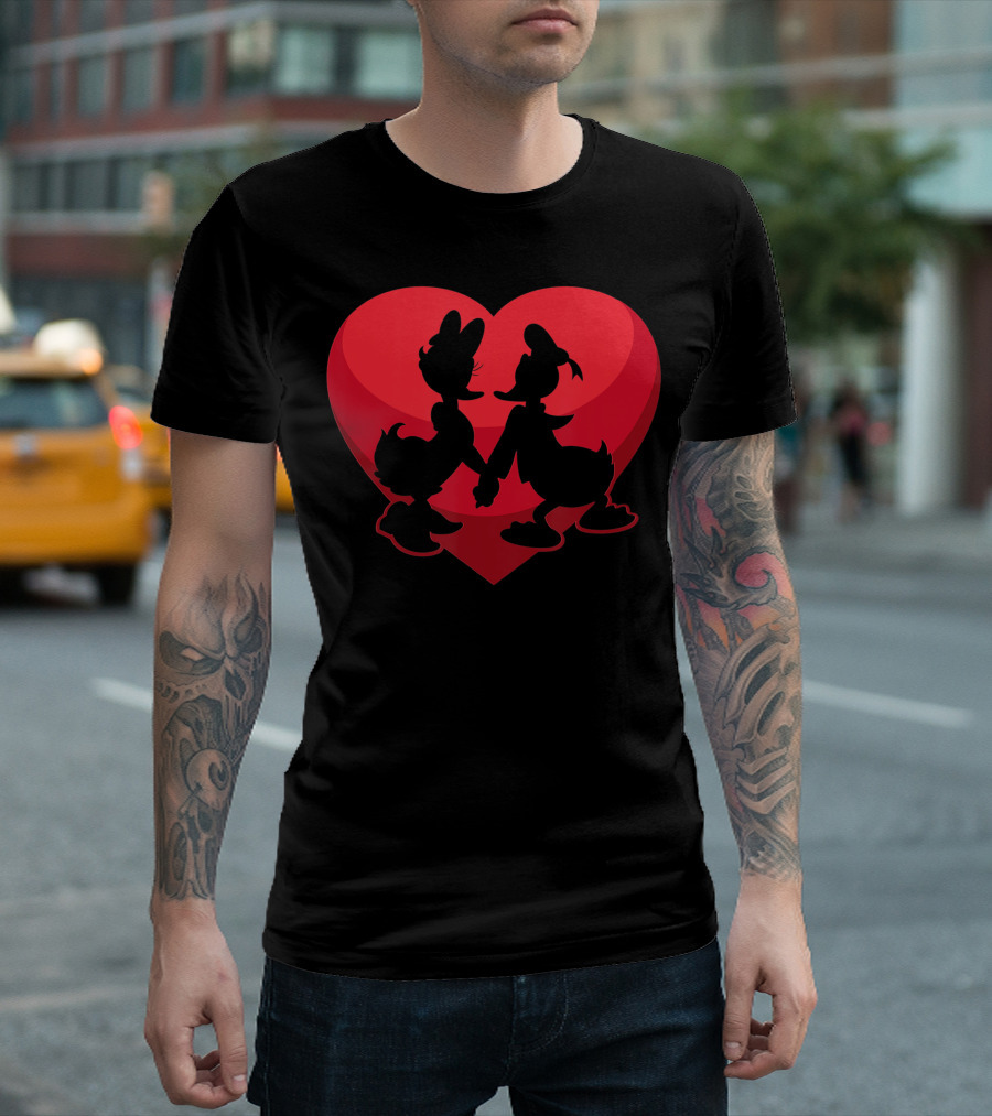 Disney Donald Duck and Daisy Duck Valentine's Day Heart T-Shirt
