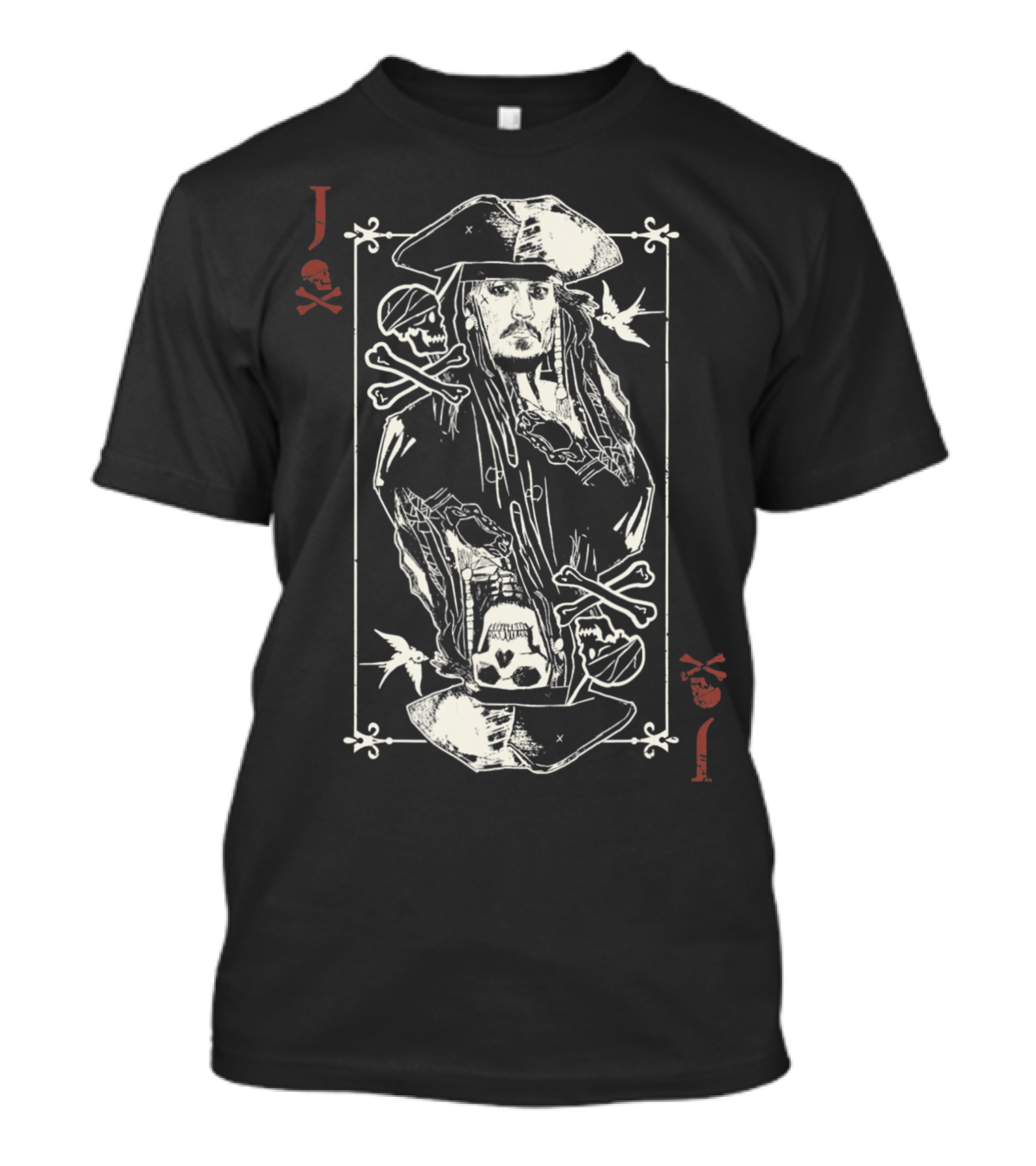 Disney Jack Sparrow Pirate Playing Card Skull Crossbones T-Shirt