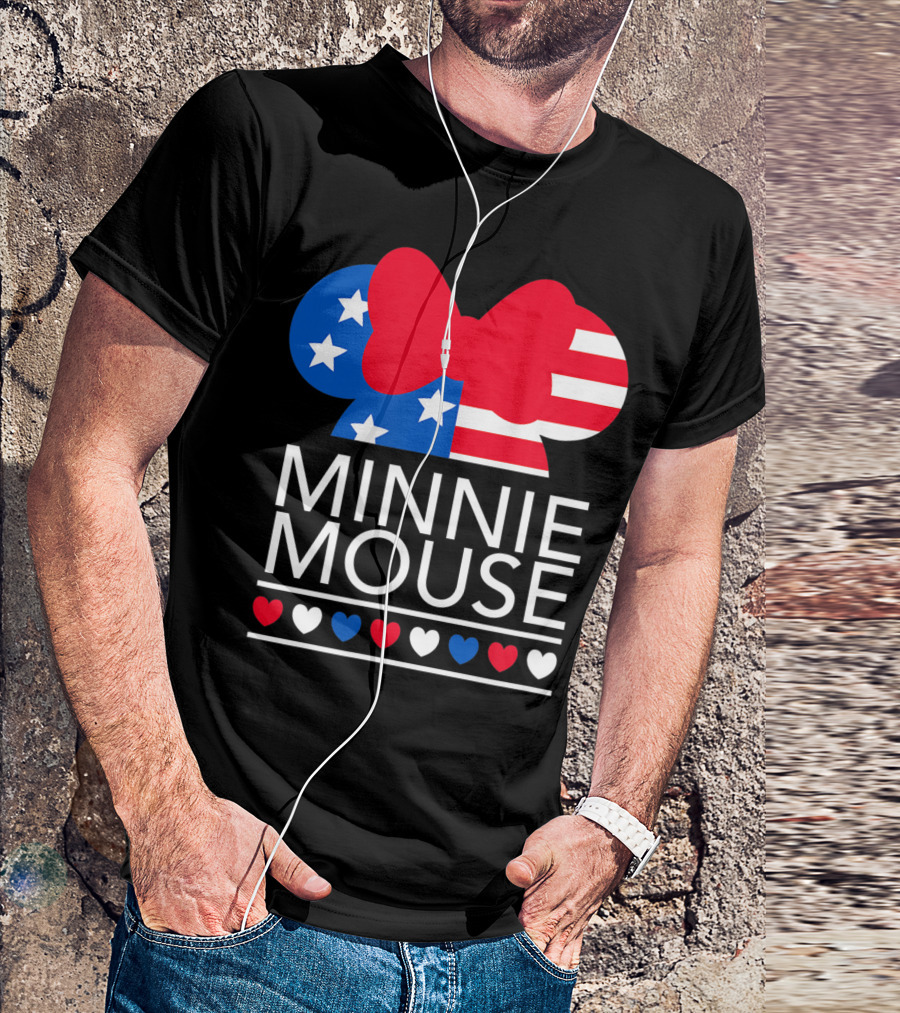 Minnie Mouse Americana Hearts Stars And Stripes Bow T-Shirt