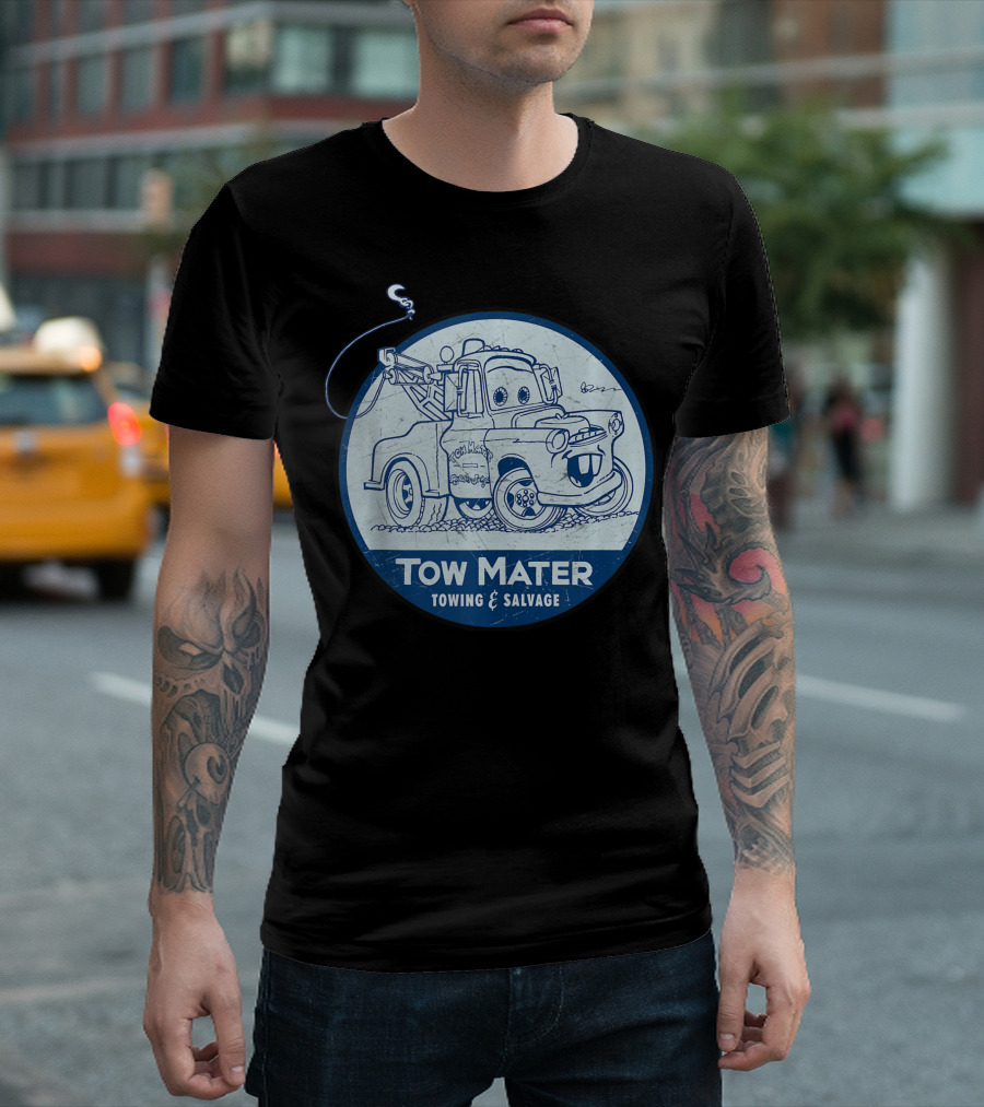 Tow Mater Towing Salvage Disney Pixar Cars Badge T-Shirt