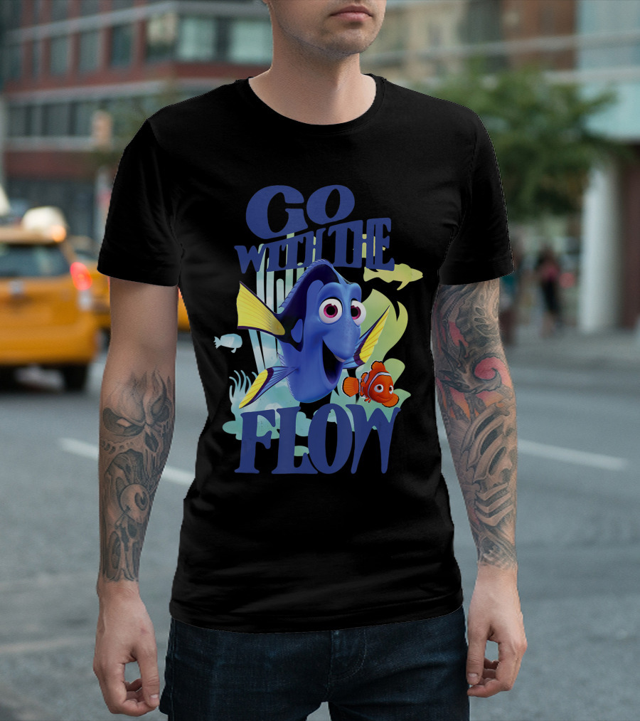 Disney Pixar Finding Dory Nemo Go With the Flow Underwater Adventure T-Shirt