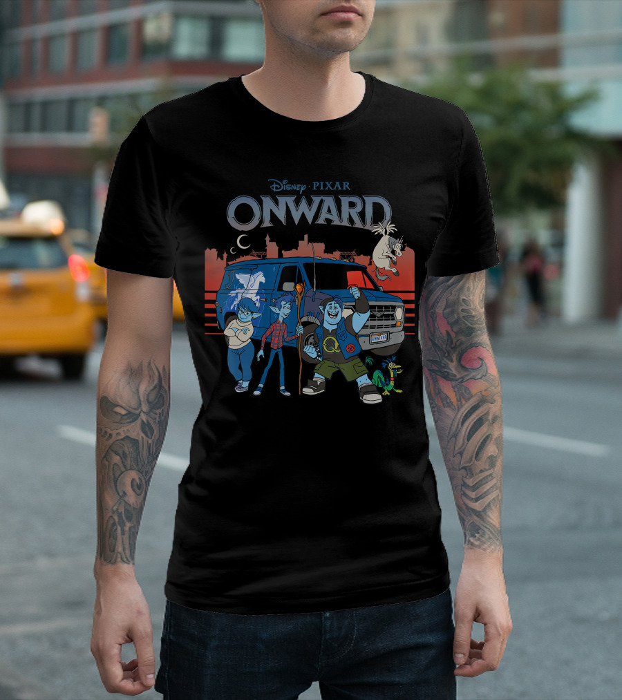 Disney Pixar Onward Van Adventure with Unicorn and Characters T-Shirt