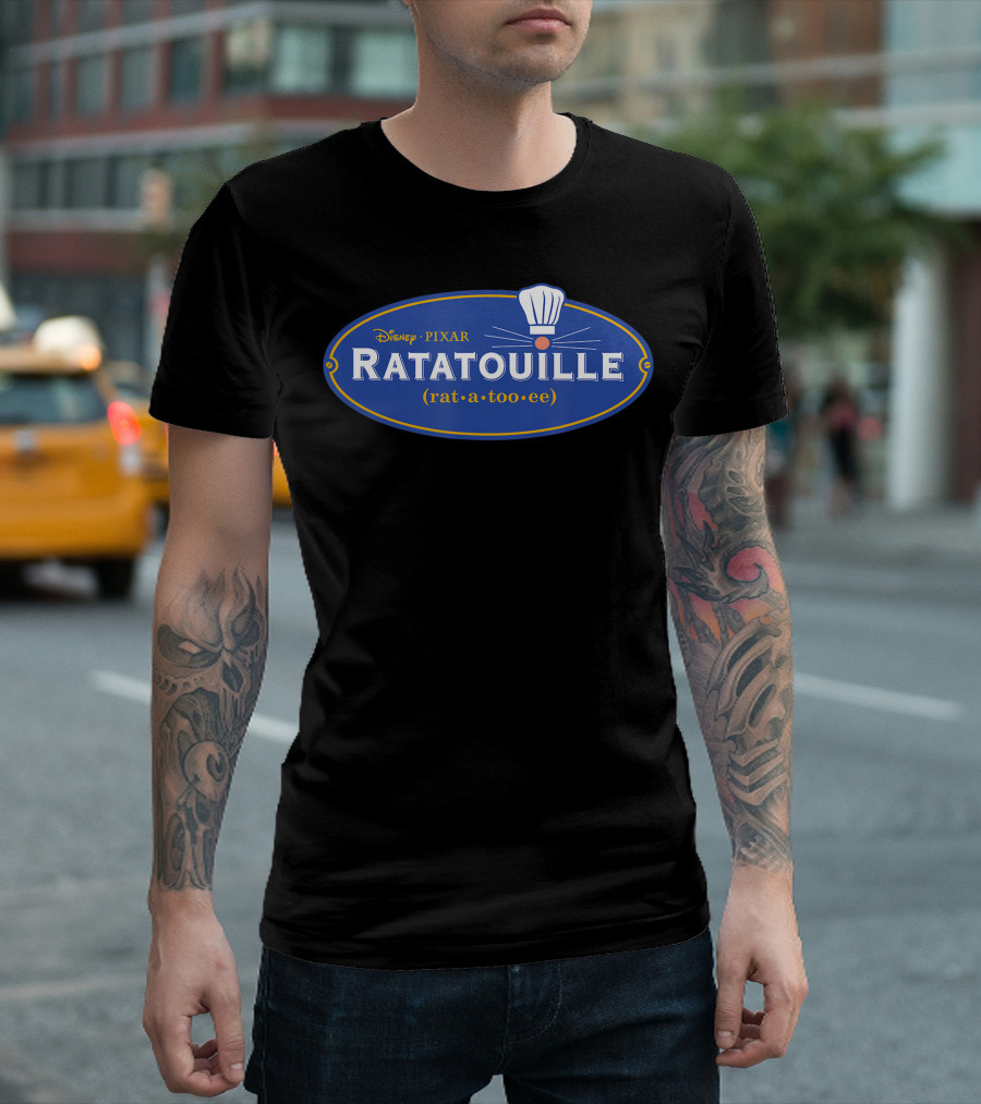 Disney Pixar Ratatouille Movie Logo With Chef Hat And Pronunciation T-Shirt