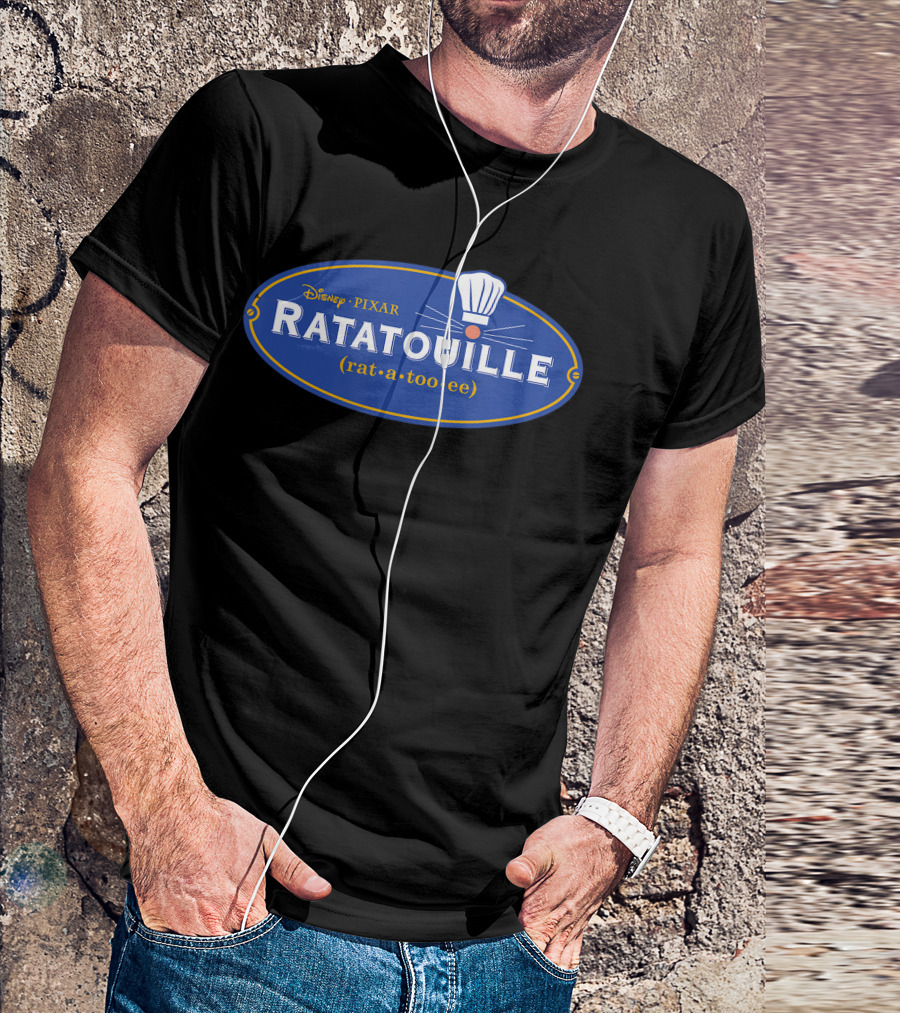 Disney Pixar Ratatouille Movie Logo With Chef Hat And Pronunciation T-Shirt