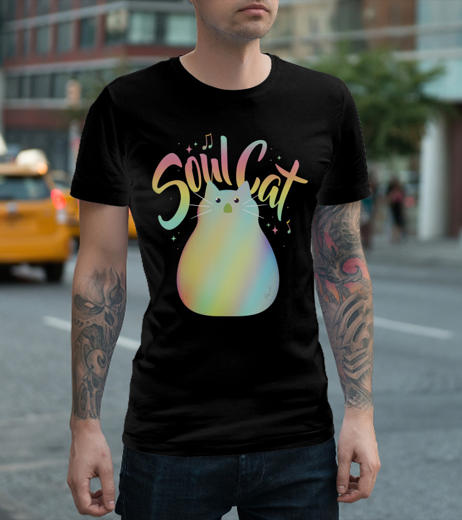 Soul Cat Gradient Disney Pixar Musical Notes Stars T-Shirt