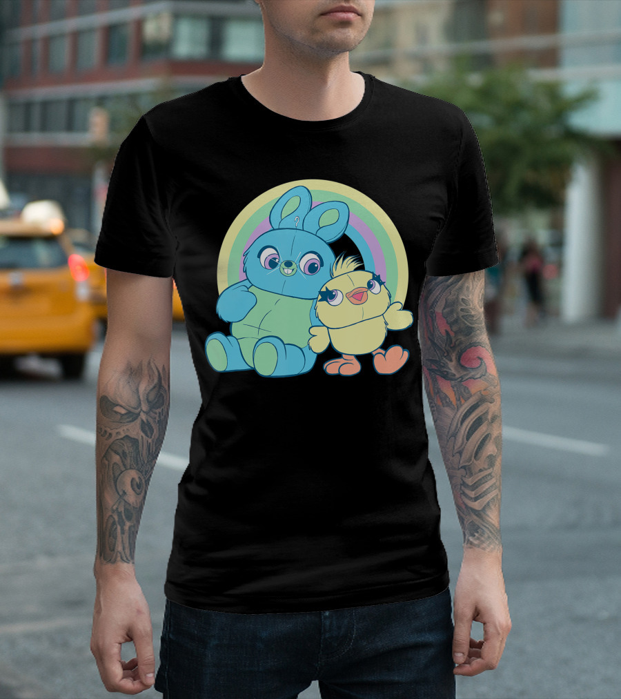 Disney Pixar Toy Story 4 Ducky And Bunny Pastel Rainbow T-Shirt