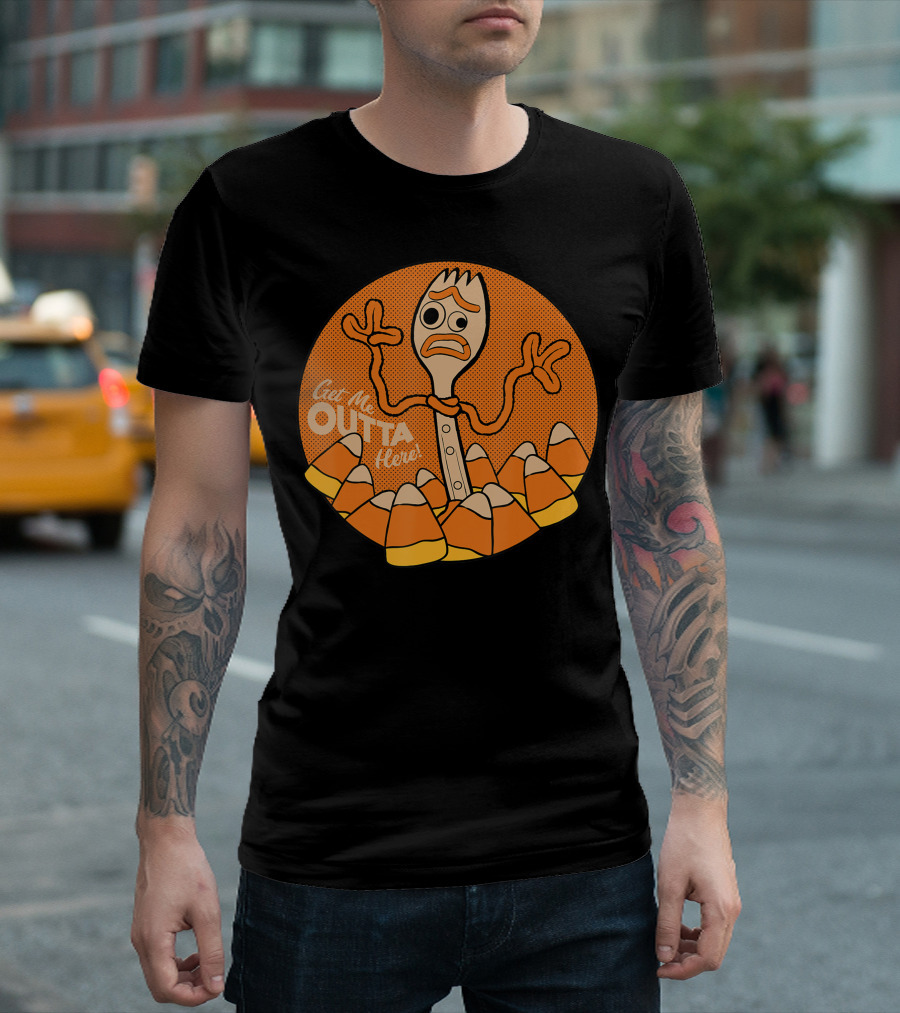 Disney Pixar Toy Story 4 Forky Get Me Outta Here Halloween Candy Corn Scene T-Shirt
