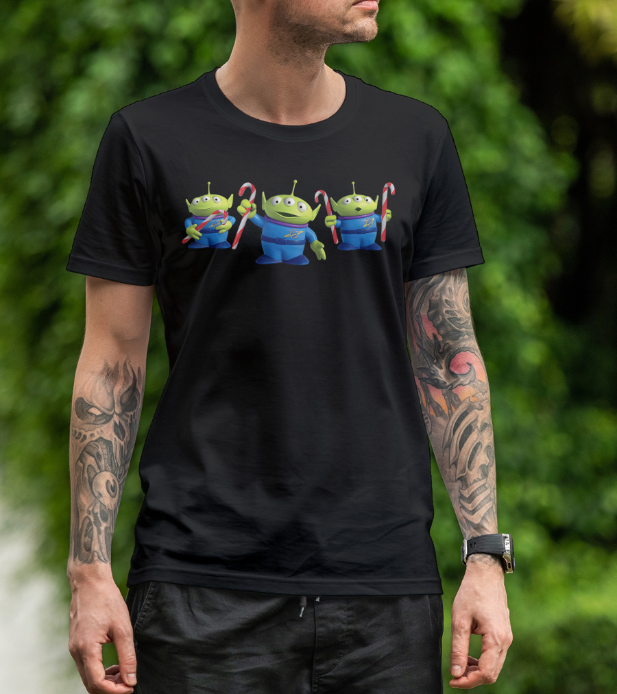 Disney Pixar Toy Story Aliens With Candy Canes For Holiday T-Shirt
