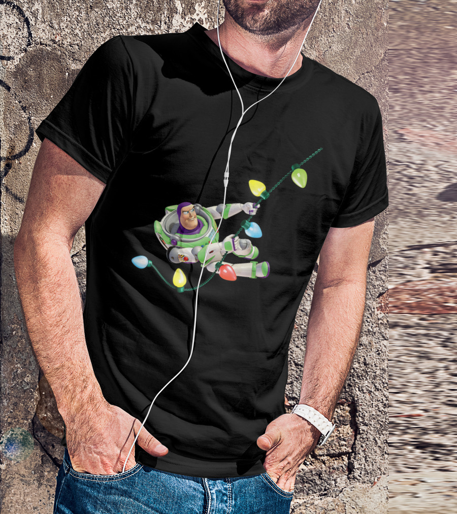 Disney Pixar Toy Story Buzz Lightyear With Christmas Lights T-Shirt