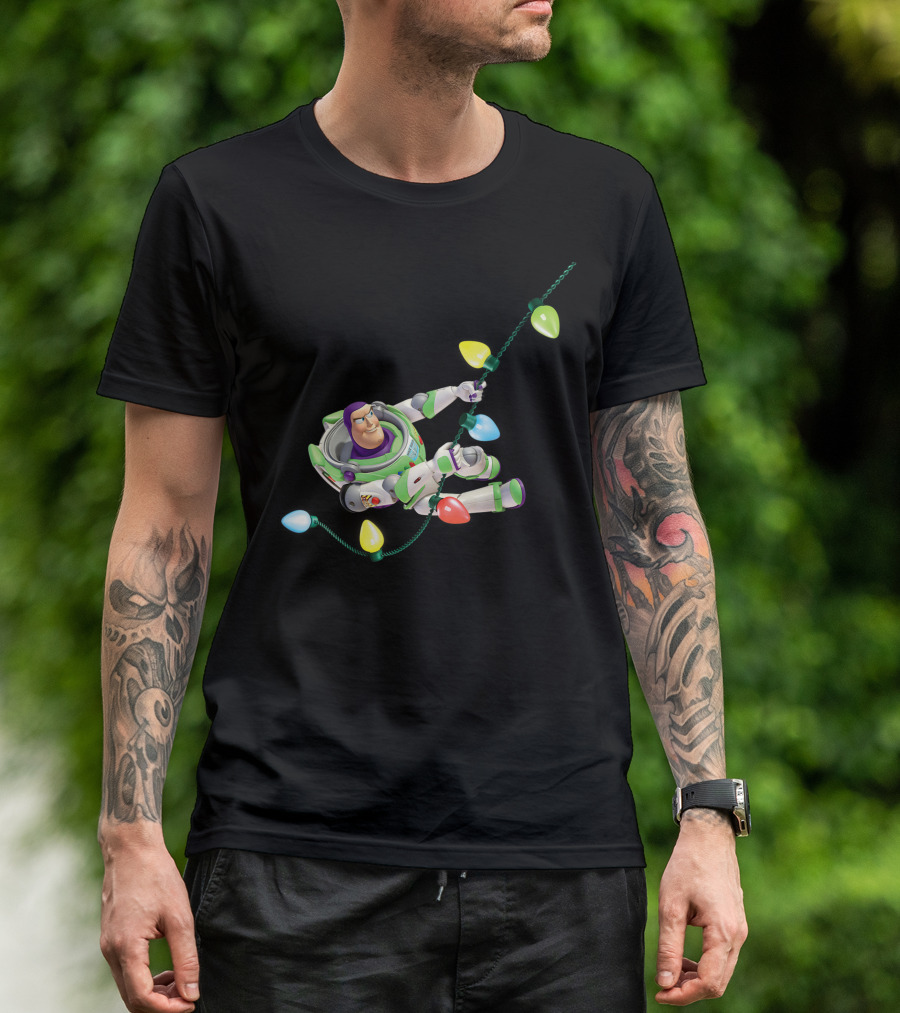Disney Pixar Toy Story Buzz Lightyear With Christmas Lights T-Shirt