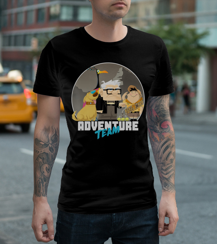 Disney Pixar Up Adventure Team Characters Carl Russell Dug Kevin T-Shirt
