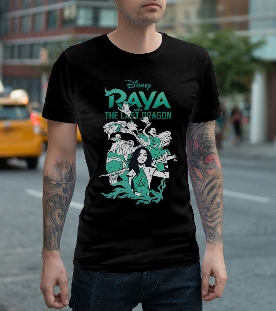 Disney Raya and the Last Dragon Characters in Action Group Shot T-Shirt