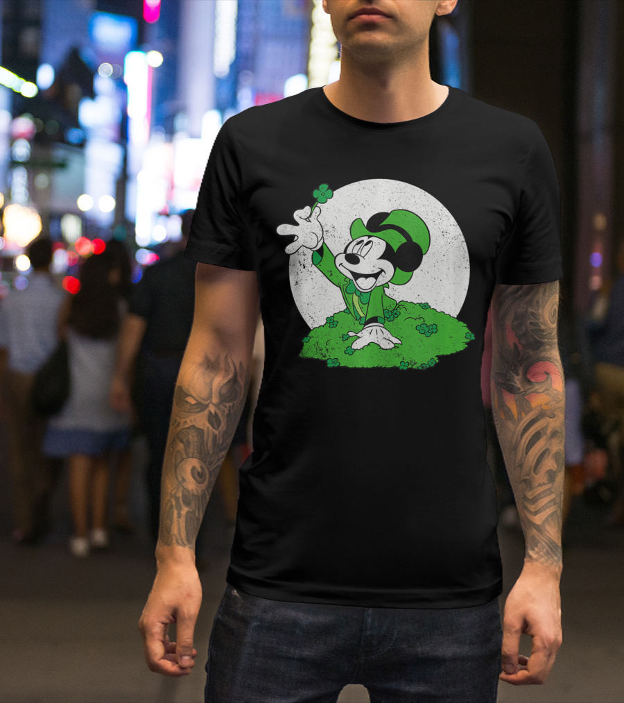 Mickey Mouse Leprechaun With Four Leaf Clover St. Patrick's Day 3T T-Shirt