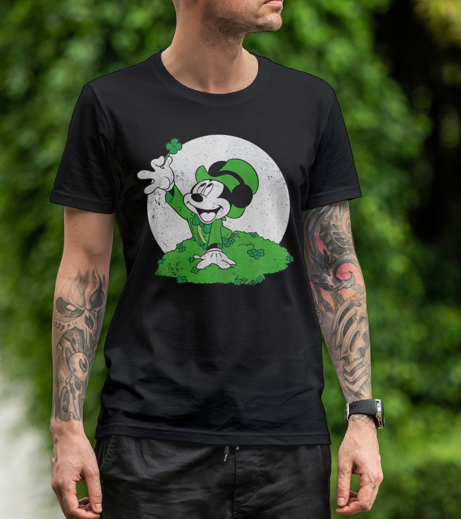 Mickey Mouse Leprechaun With Four Leaf Clover St. Patrick's Day 3T T-Shirt