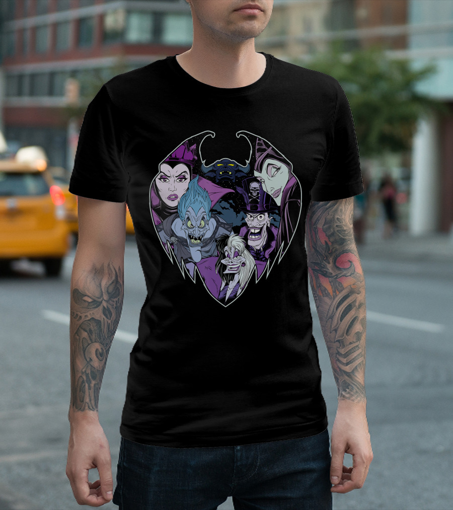 Disney Villains Maleficent Hades Ursula Cruella Facilier Evil Crew T-Shirt