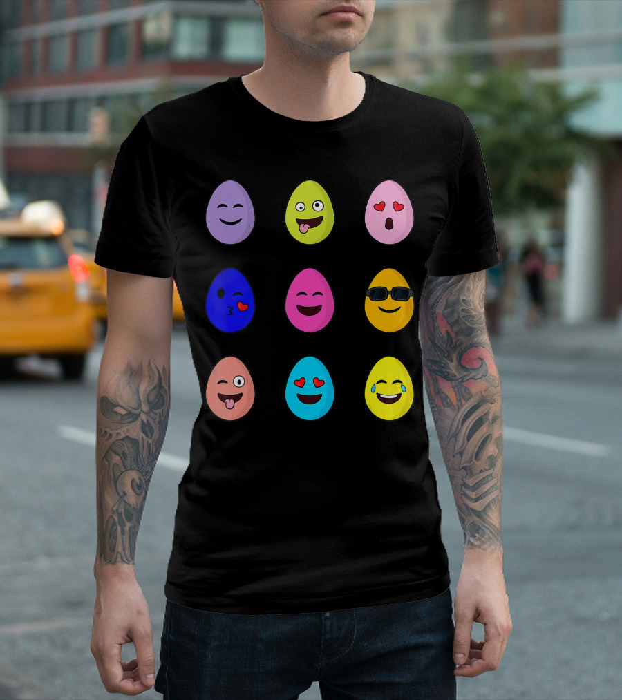 Easter Day Egg Emojis Emoticons Faces T-Shirt