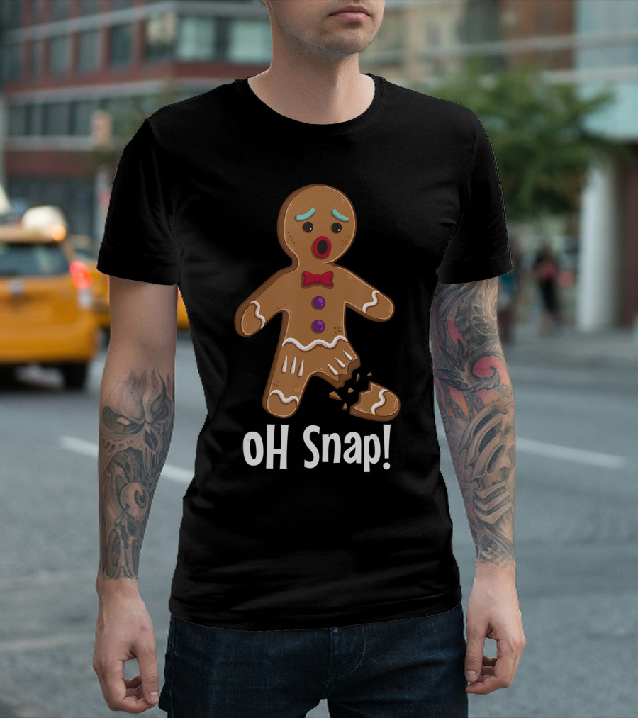 Gingerbread Man Cookie Oh Snap Xmas Holiday Humor T-Shirt