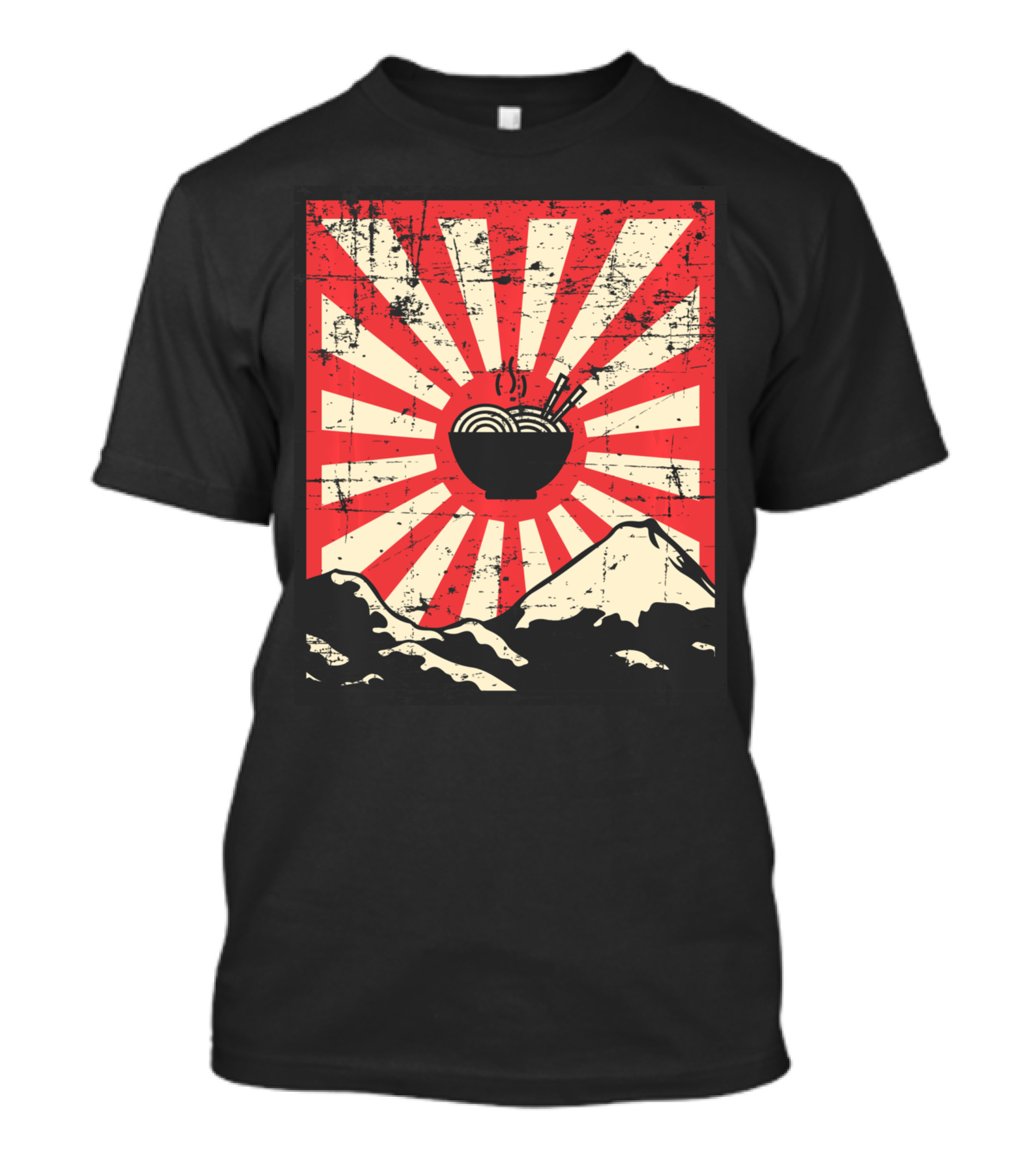 Rising Sun Japanese Anime Ramen Bowl With Mount Fuji T-Shirt