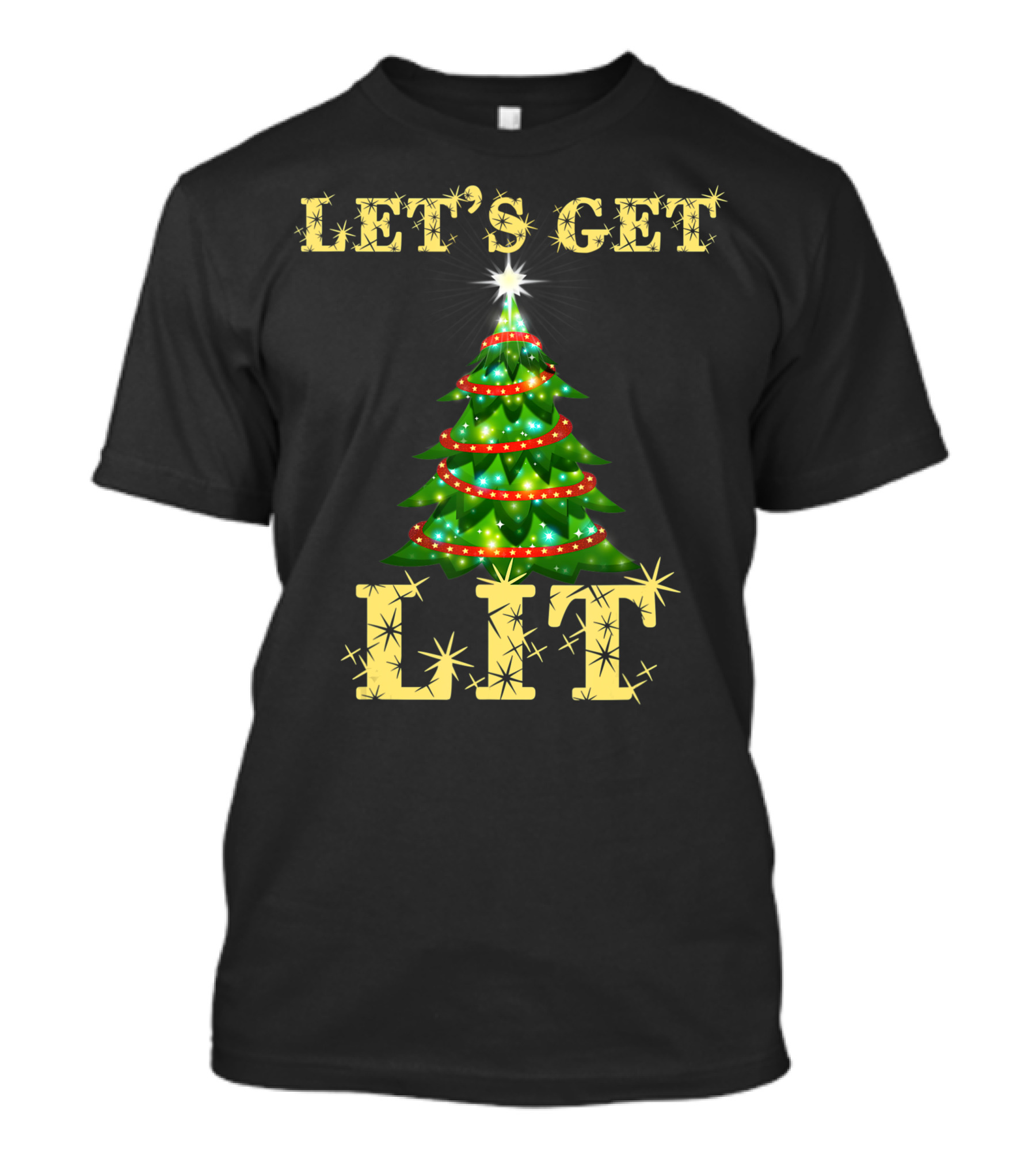 LET'S GET LIT Christmas Tree Lights Party T-Shirt